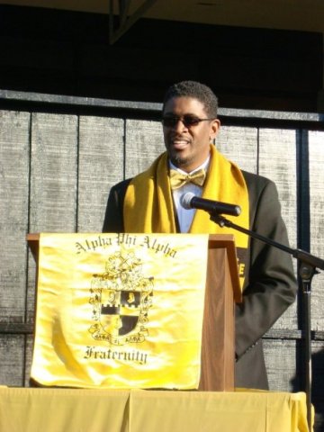 Bro. Mills during the Grand Opening Ceremony of the Delta Lambda Foundation Outreach Center.