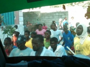 Peaceful protest in Port au Prince, asking for aid